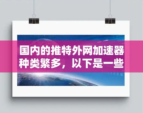 国内的推特外网加速器种类繁多，以下是一些常见的选择，供你参考
