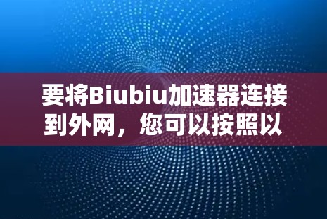 要将Biubiu加速器连接到外网，您可以按照以下步骤进行操作