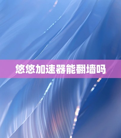 悠悠加速器能翻墙吗