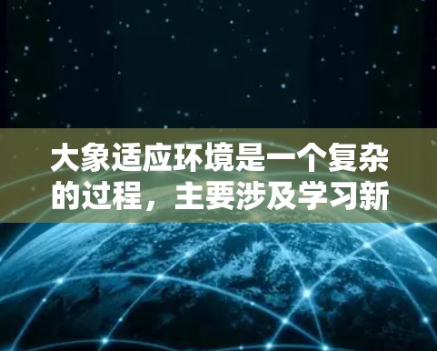 大象适应环境是一个复杂的过程，主要涉及学习新环境和适应环境的基本步骤。这些步骤包括