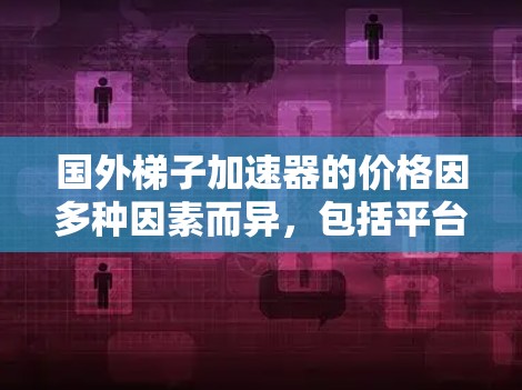 国外梯子加速器的价格因多种因素而异，包括平台、功能、用户需求和预算。以下是一些常见的梯子加速器类型及其价格范围
