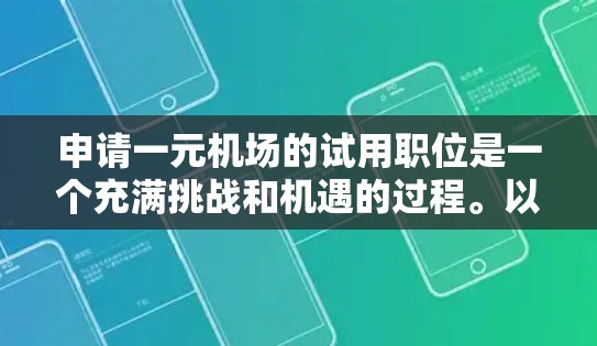 申请一元机场的试用职位是一个充满挑战和机遇的过程。以下是一个有条理的申请步骤指南