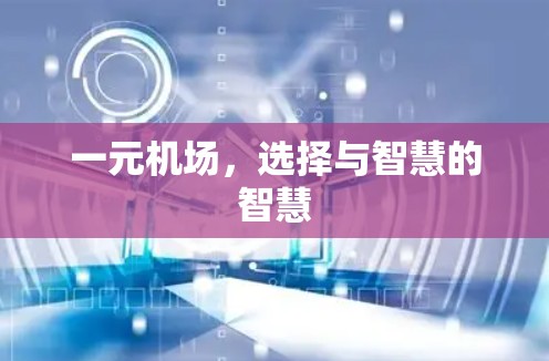 一元机场，选择与智慧的智慧