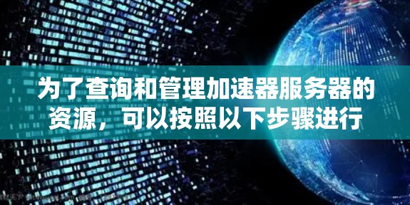 为了查询和管理加速器服务器的资源，可以按照以下步骤进行
