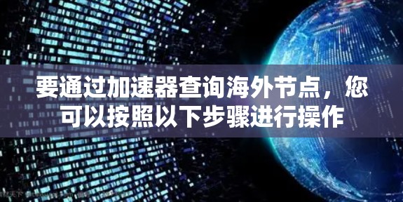 要通过加速器查询海外节点，您可以按照以下步骤进行操作