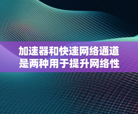 加速器和快速网络通道是两种用于提升网络性能的工具，尽管它们在侧重点上有区别，但它们在实际应用中结合使用，具体取决于需求。以下是对这两种工具的详细分析